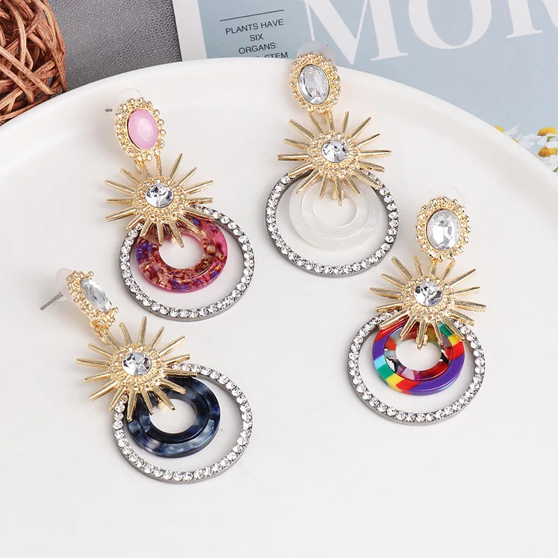 Геометрические большие круглые длинные серьги-подвески женские роскошные