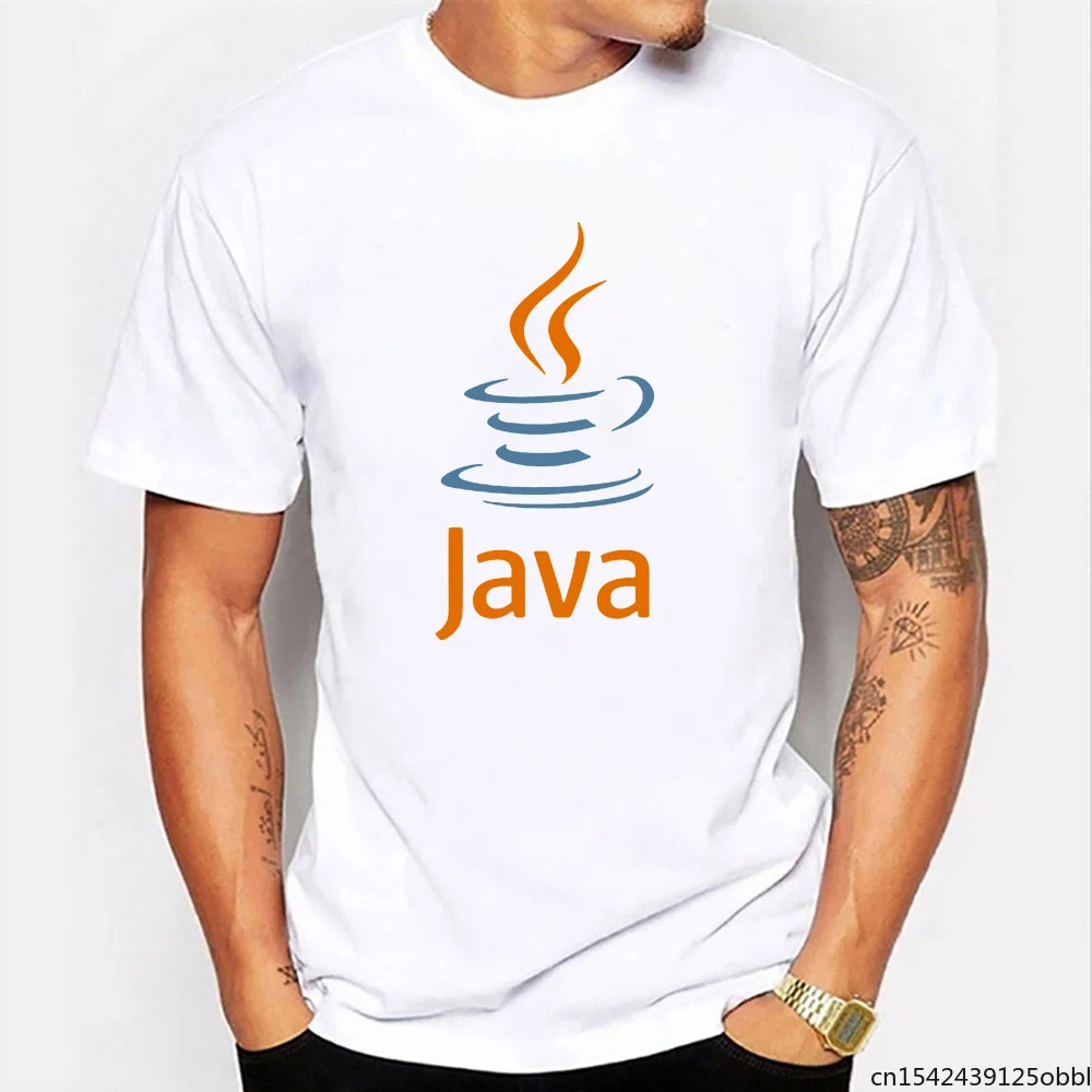 

Summer Funny Print T Shirt Java Logo Coffee Casual Fashion Short Sleeve Round Neck Workwear Streetwear Harajuku Men Clothing