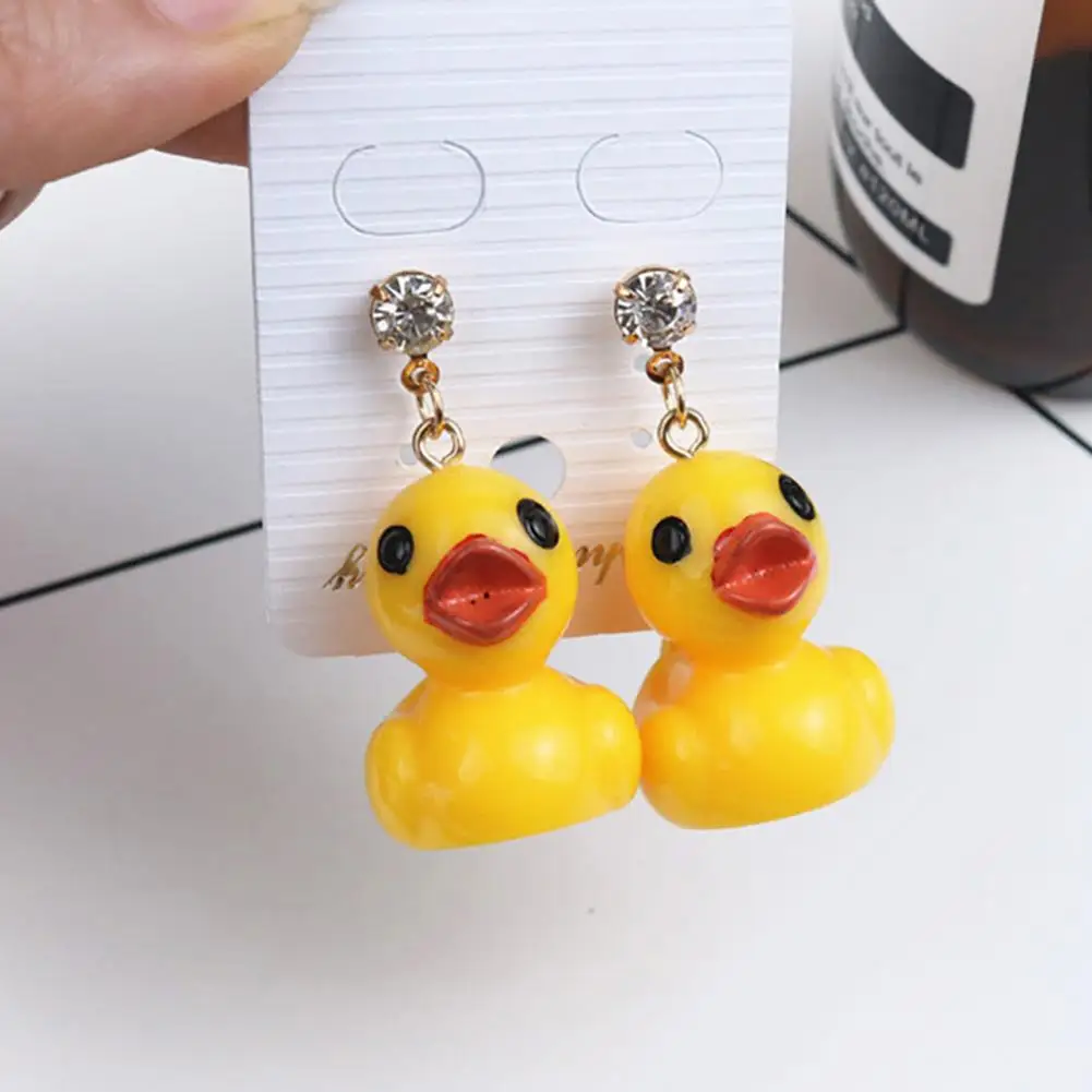 

1 Pair Dangle Earrings Elegant Rhinestone Charming Lovely Duck Ear Stud Earrings for Daily Life Ear Stud Duck Eardrop