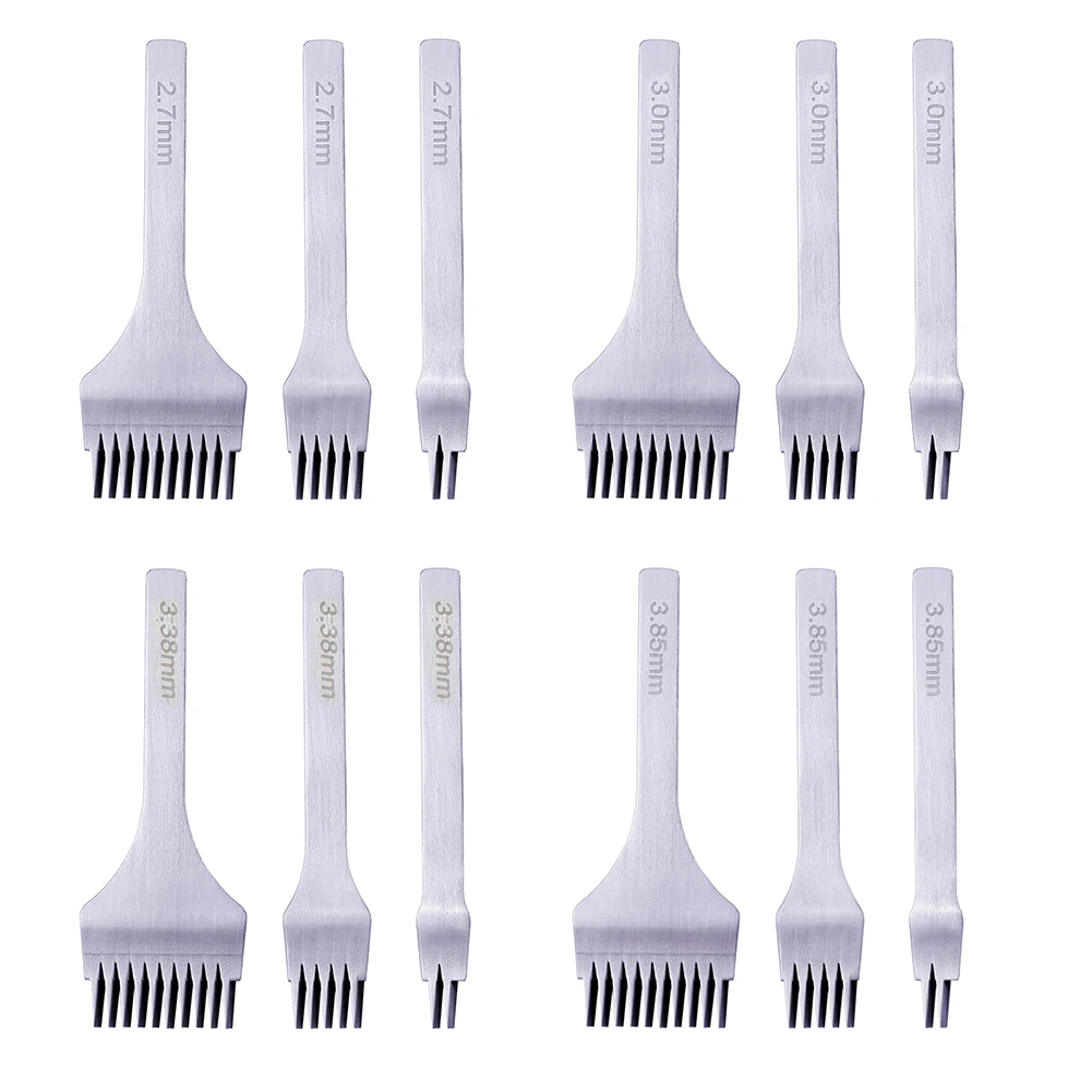 

2.7/3/3.8/3.85mm Spacing Punch Tool For Leather Hole Punches Tool Lacing Stitching Sewing DIY Leather Craft Tools 2/5/10 Prong