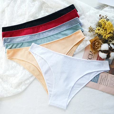 3Pcs Women Cotton Panties Comfortable Underwear Solid Low Waist Briefs Female Underpants Elasticity Breathable Lingerie M-XL