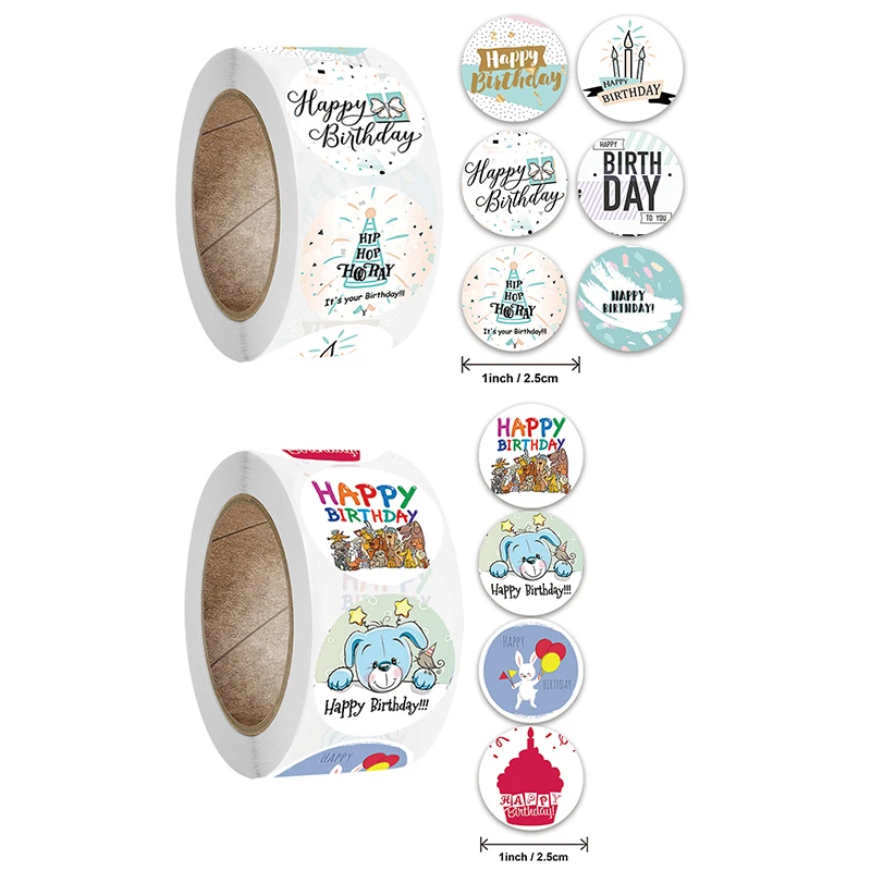 

Happy Birthday Round Stickers Party Gift Packaging Seal Labels For Scrapbooking Cards Party Gift Decorations Labels