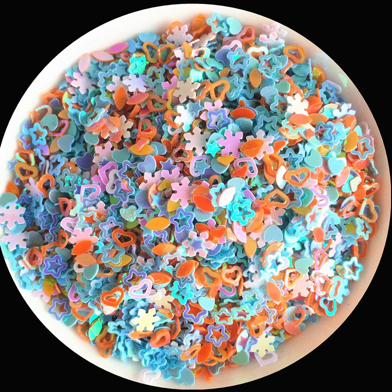 Мульти формы Смешанные цвета 20 г 3 5 мм Звезда Сердце Слива ПВХ свободные пайетки