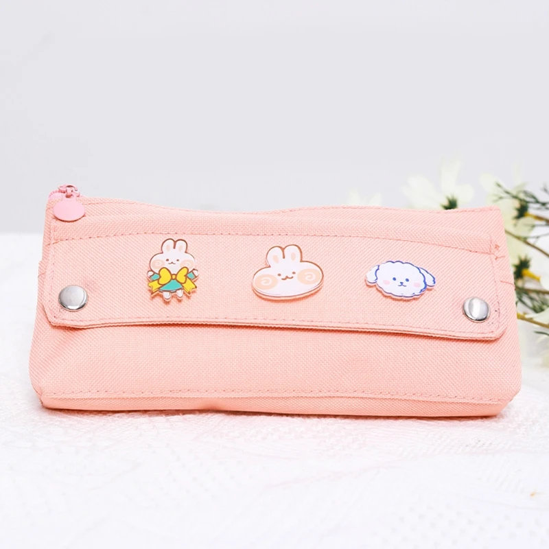 

Girl Kawaii Bear Pencil Case Canvas Zipper Pencil Box Travel Makeup Bag Coin Purse Multifunctional Small Pouch for Kids