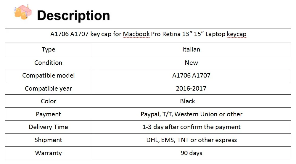 A1706 A1707 Keycap для Macbook Pro retina 1" 15" Key cap Немецкий/Испанский/Турецкий/французский/японский/Великобритания/США/Корейский/Итальянский ключи