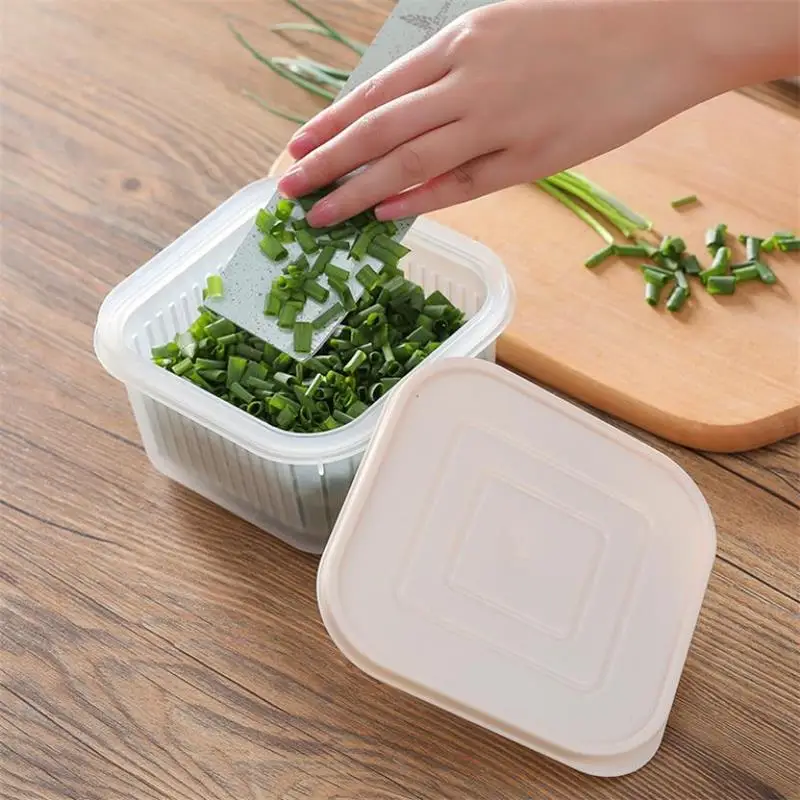 Пластиковый контейнер для хранения ящик холодильника двухслойный бак свежих