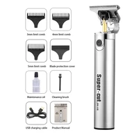 electric clipper for men usb rechargeable beard trimmer groomer metal cordless hair trimmer with 3 guiding attachments