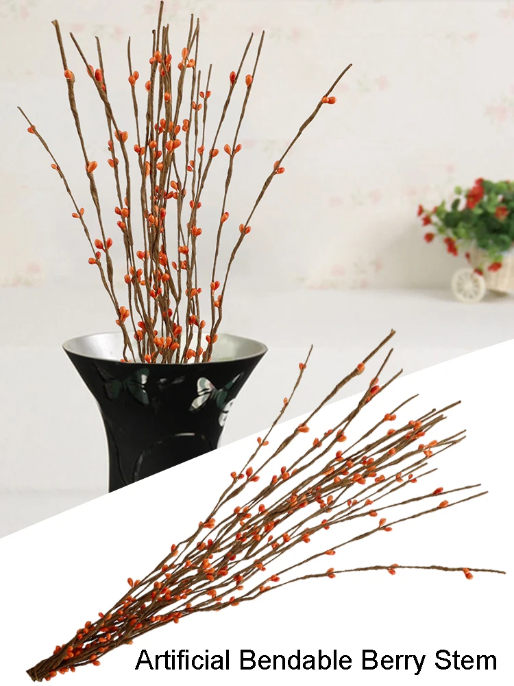 

20Pcs Artificial Plants Branch Simulation Berries Fake Hawthorn fruit Wedding Wreath Hair Band Decoration Festival Fake Floral