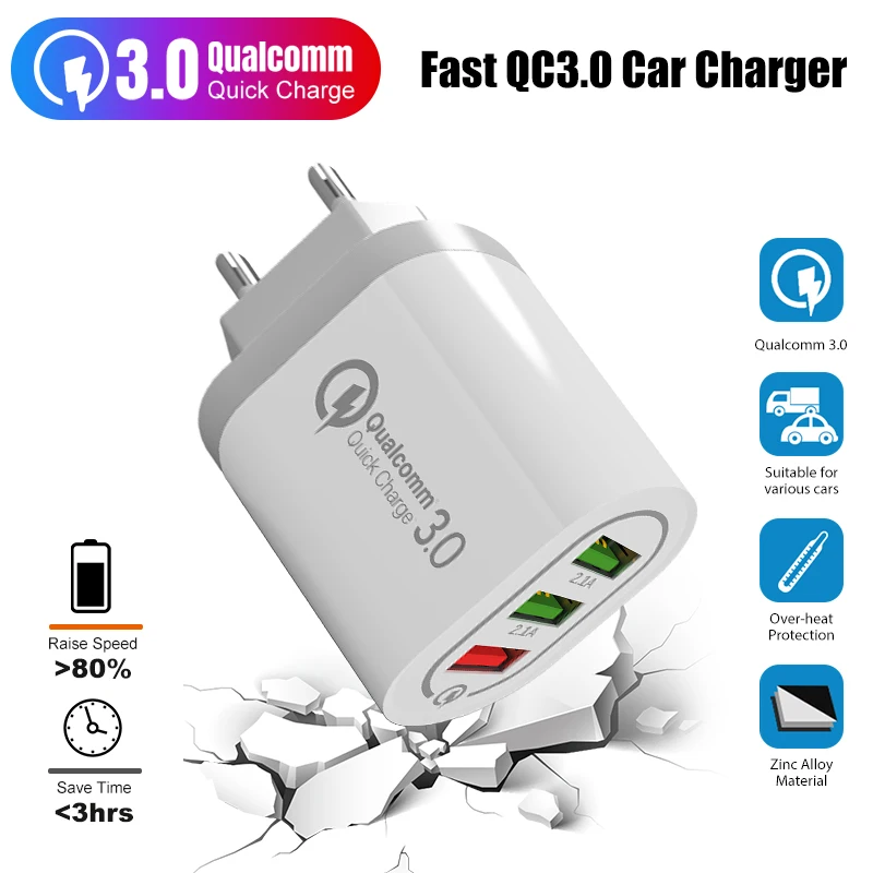 QC 3 0 USB настенное зарядное устройство порта для путешествий быстрое ЕС США