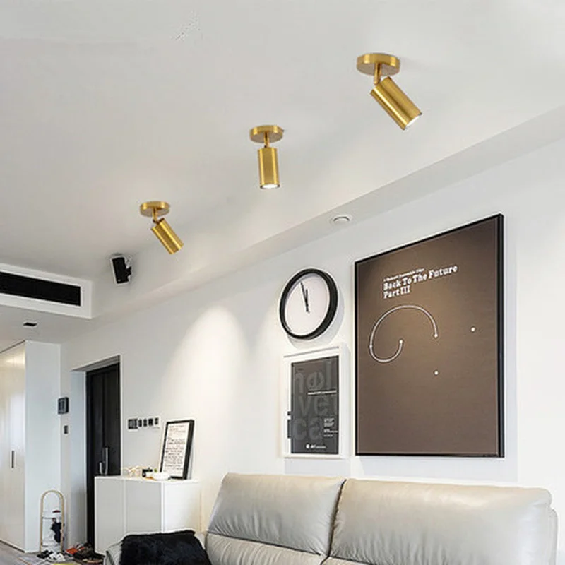 Люстра Светодиодная потолочная золотистая современный поворотный светильник с