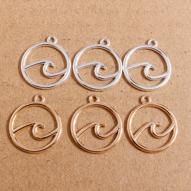 

20pcs/lot 20*23mm 2 Colors Hollow Round Waves Charms Pendant Jewelry Metal Alloy DIY Necklace Bracelet Earrings Marking Craft