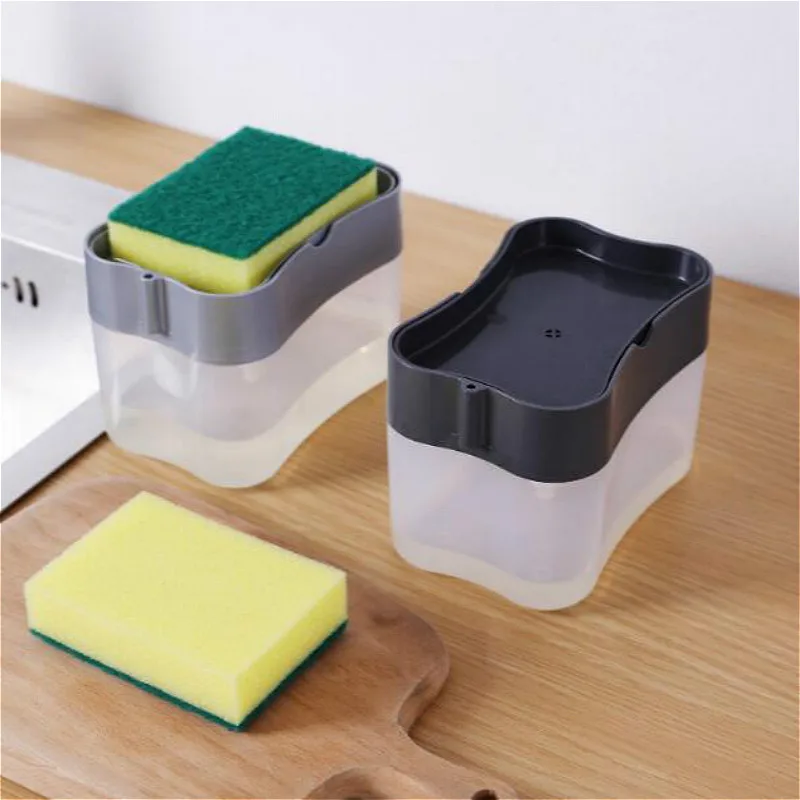 2-in-1 Soap Pump Dispenser With Sponge Holder Liquid Dispenser Container Hand Press Soap Organizer Kitchen Clean Tools Soap Box  - buy with discount