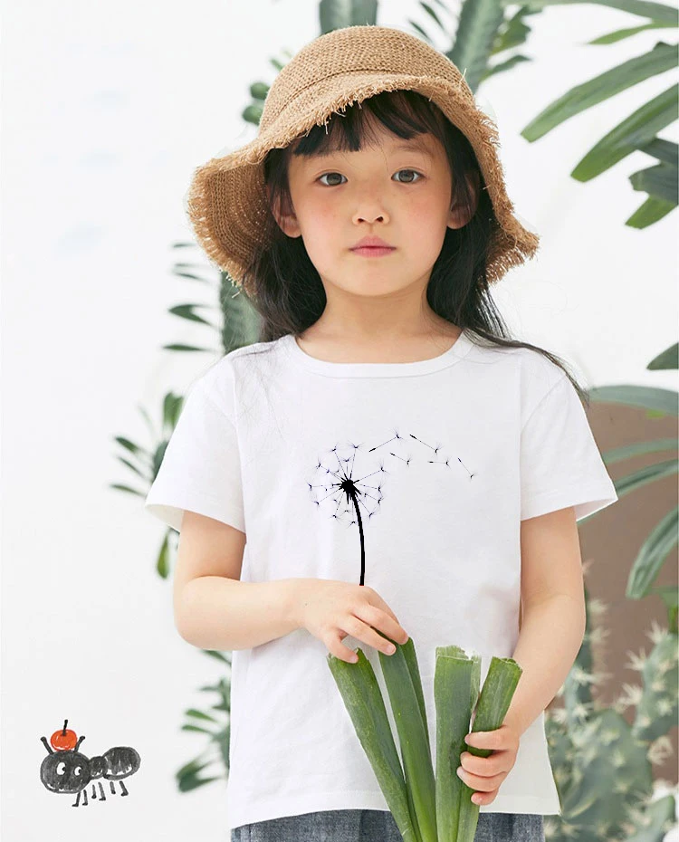 Летняя одежда для маленьких девочек топы с принтом одуванчиков футболка