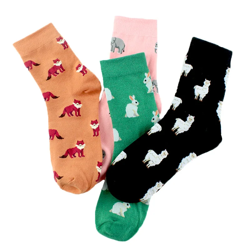 Peonflybrand Япония Harajuku Кролик кошка Лиса животные женские носки Kawaii милые забавные с