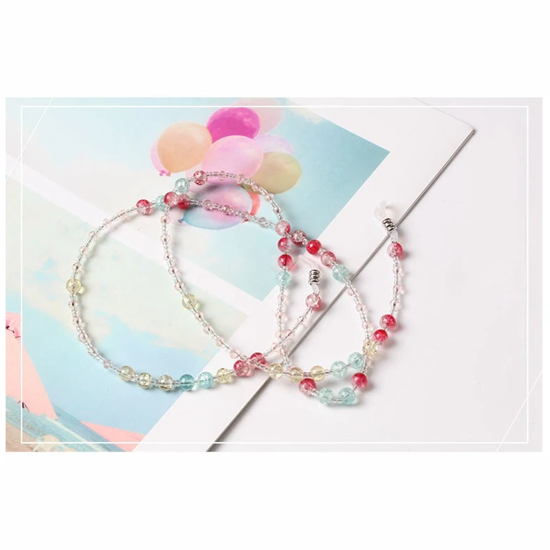 

Trend Summer Rainbow Bohemia Colorful Beads Antiskid Mask Sunglasses Chain Pendant Necklace Lanyard Fashion Jewelry for Women