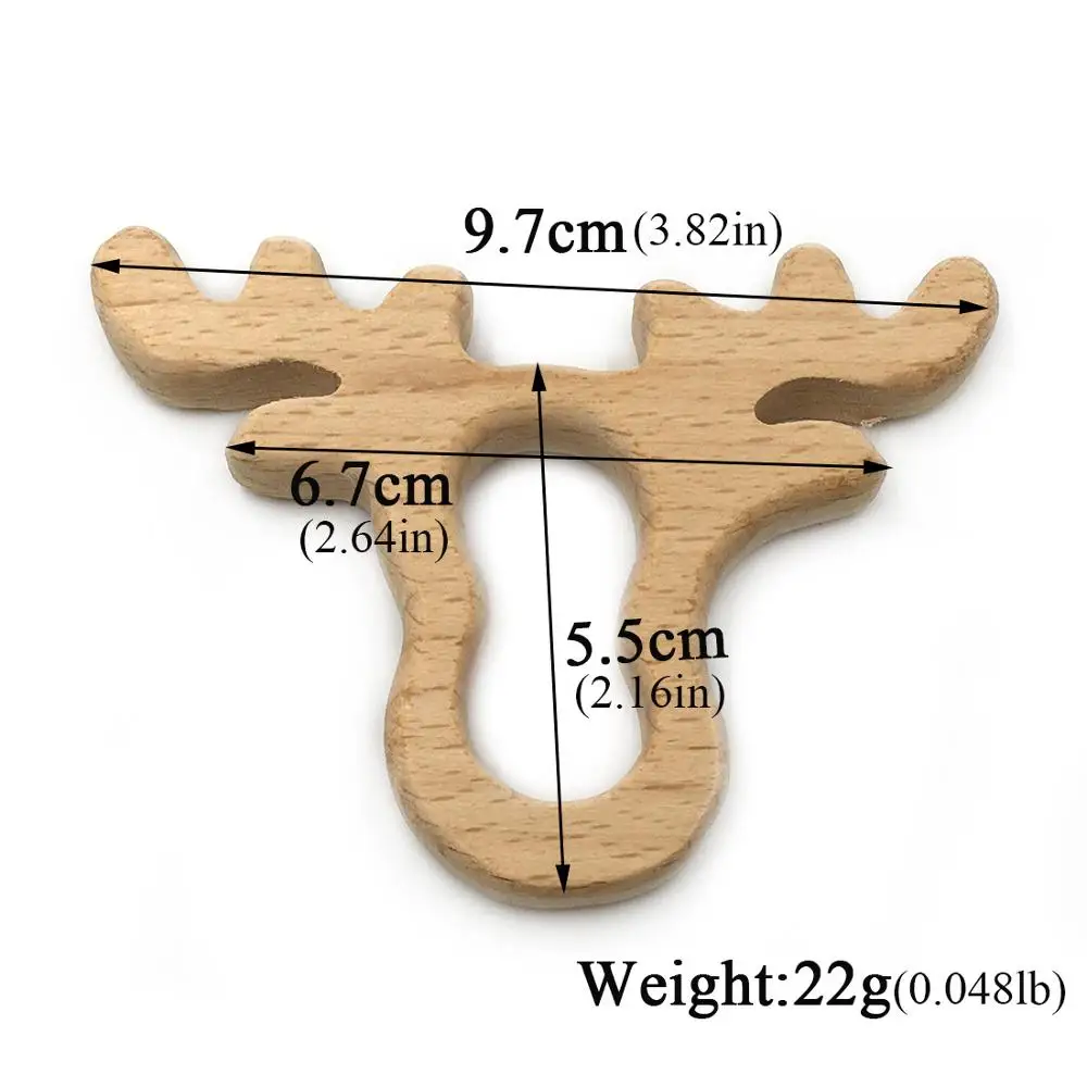 

1Pcs New Cartoon Baby Wooden Silicone DIY Ornaments Beech Animal Antlers Christmas Deer Crafts Baby Teething Toys Baby Bath Gift