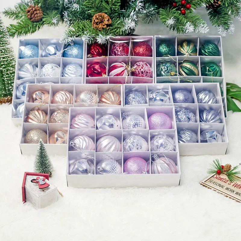 

12Pcs Christmas Multicolor Balls Ornaments With Hanging Rope Christmas Tree Decoration Festival Party Decoration