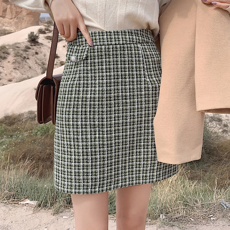 Женская винтажная клетчатая юбка MISHOW облегающая мини с высокой талией модель