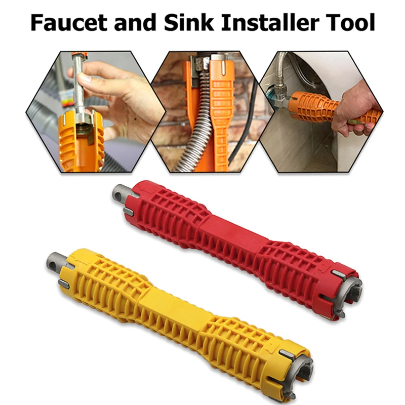 

Flume Wrench for Sink Faucet Anti-slip Kitchen Sink Pipe Repair Spanner Bathroom Faucet Assembly Plumbing Installation Wrench