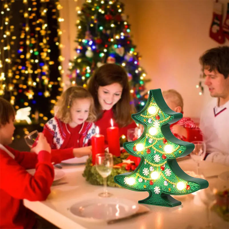 

DIY LED Diamond Painting Night Light Christmas Tree Snowman Decoration Lamp Creative Painting Bedroom Children Birthday Gifts