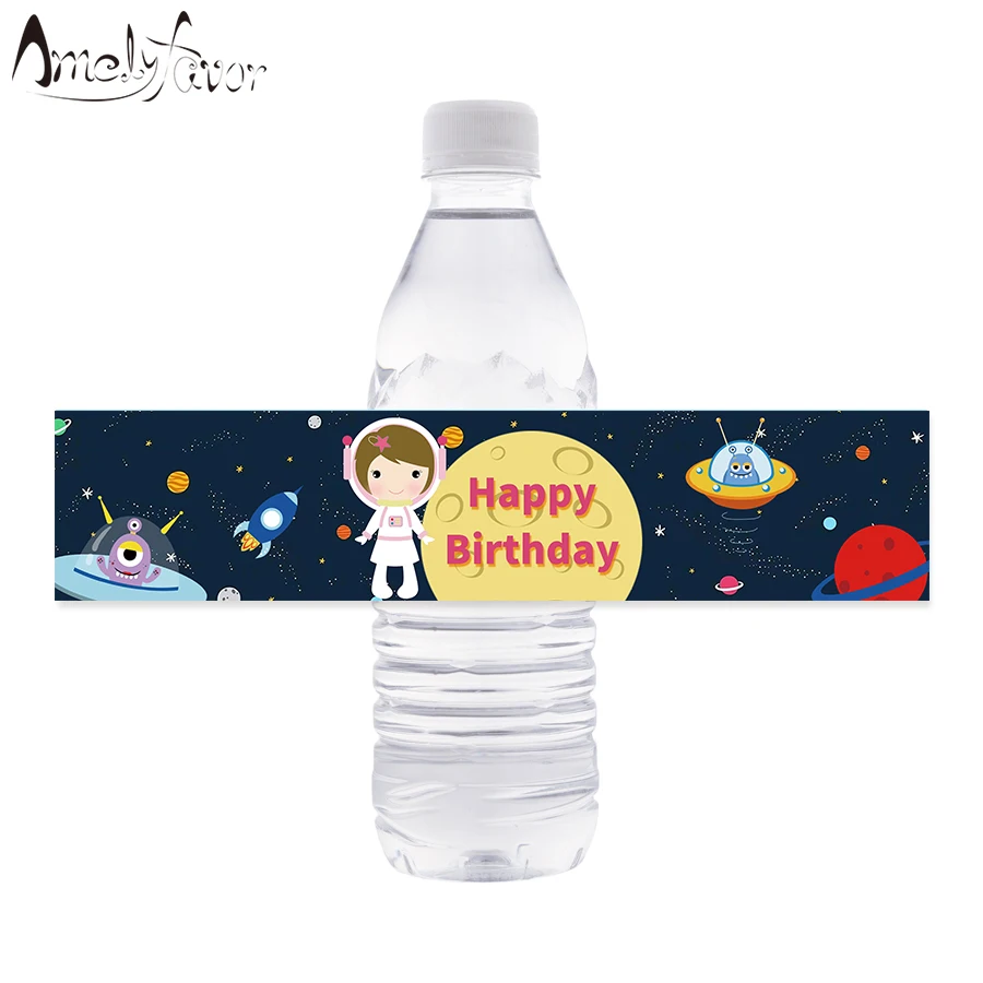 Космос астронавт Девушка Вечерние этикетка для бутылки День рождения украшения