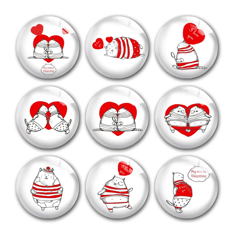 Круглые стеклянные кабошоны для фото с изображением милого медведя в виде сердца