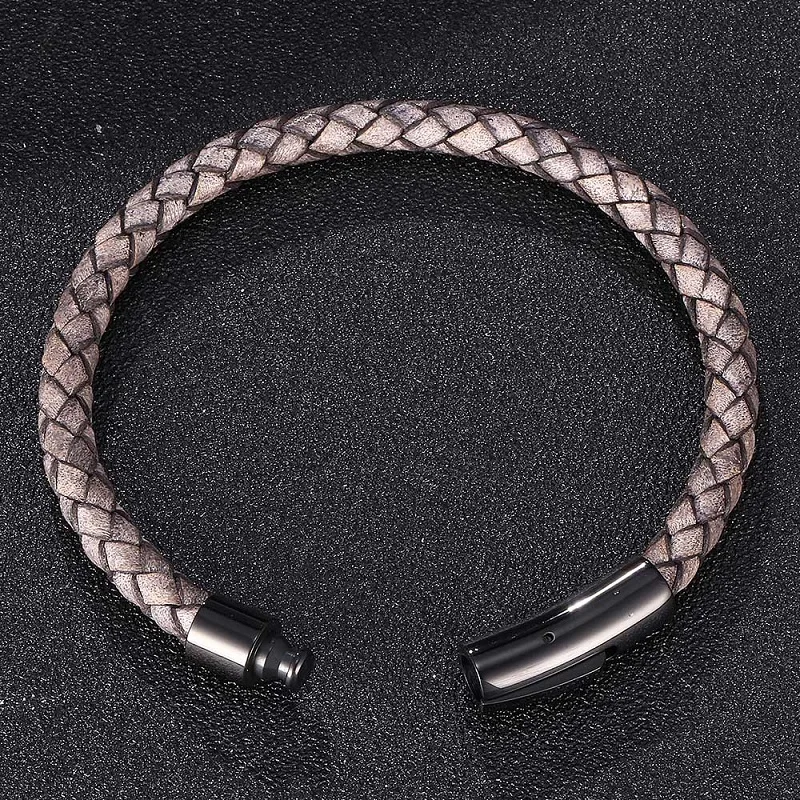 Модные ювелирные изделия Античный серый плетеный кожаный браслет для женщин и