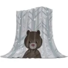 Зимний Снежный лес с рисунком из мультфильма Медведь; Коралловые флисовые одеяла фланелевые покрывала мягкий теплый кресло одеяла для кровать диван крышка