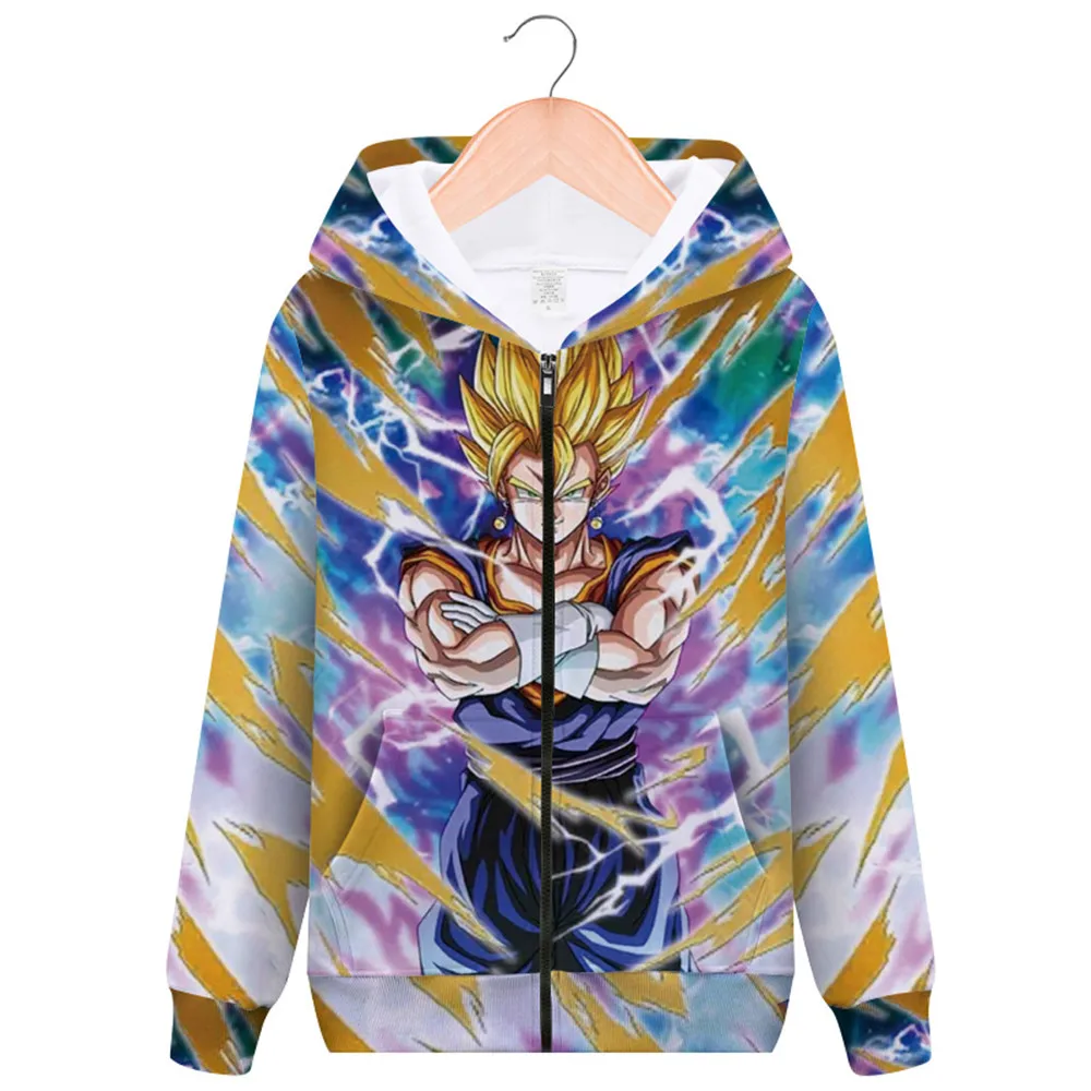 Косплей Аниме Драконий жемчуг Z Goku 3D толстовки на молнии унисекс куртка
