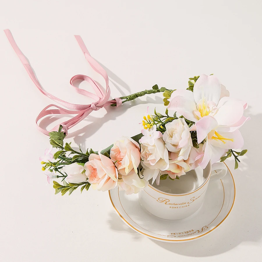 

Повязка на голову женская, с цветами лилии, богемная