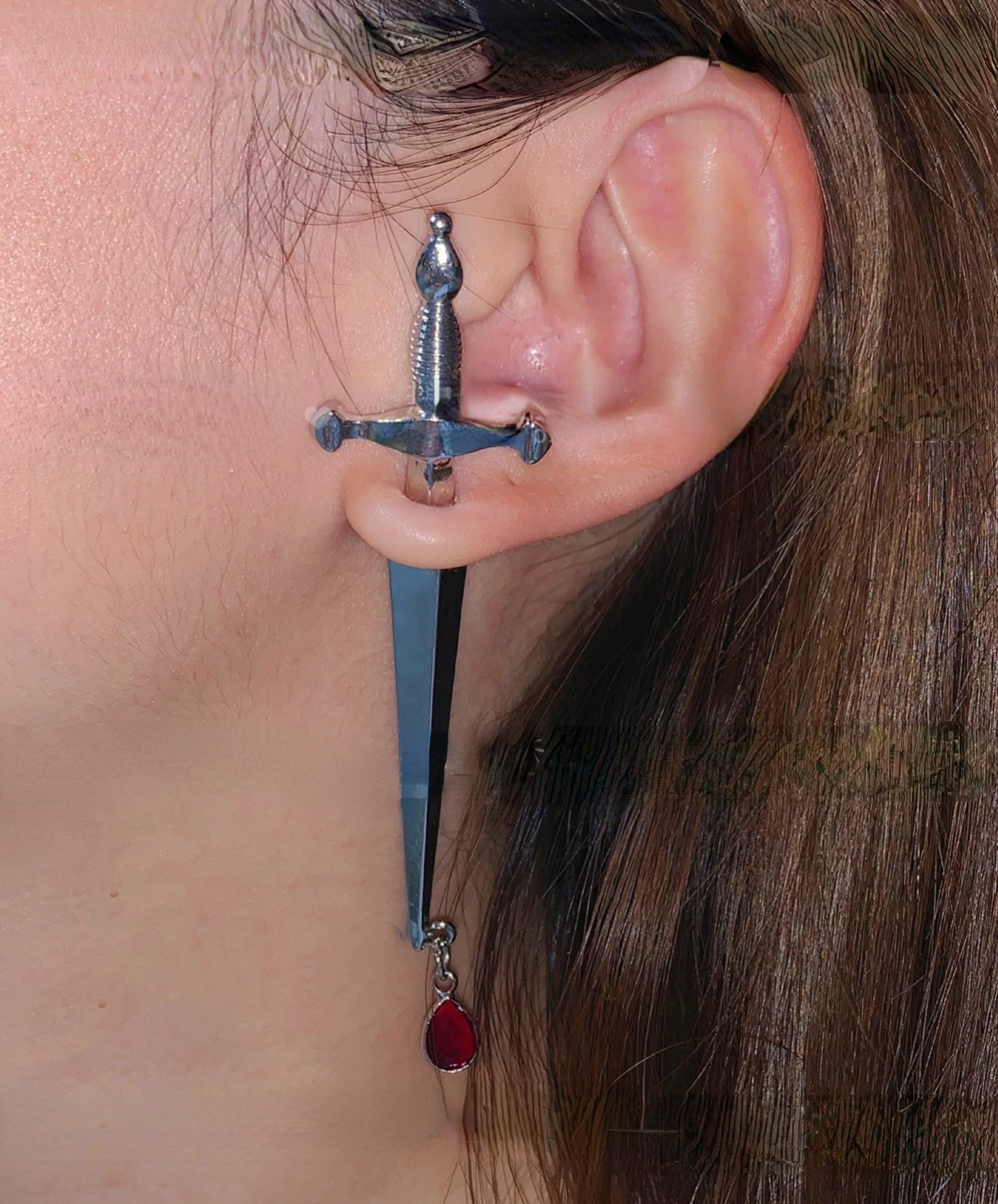 

Punk Hyperbole Sword Shape Stud Earrings Trendy 2021 for Women Girls Unusual Ear Rings Jewelry Hip Hop Crystal Earring Party New