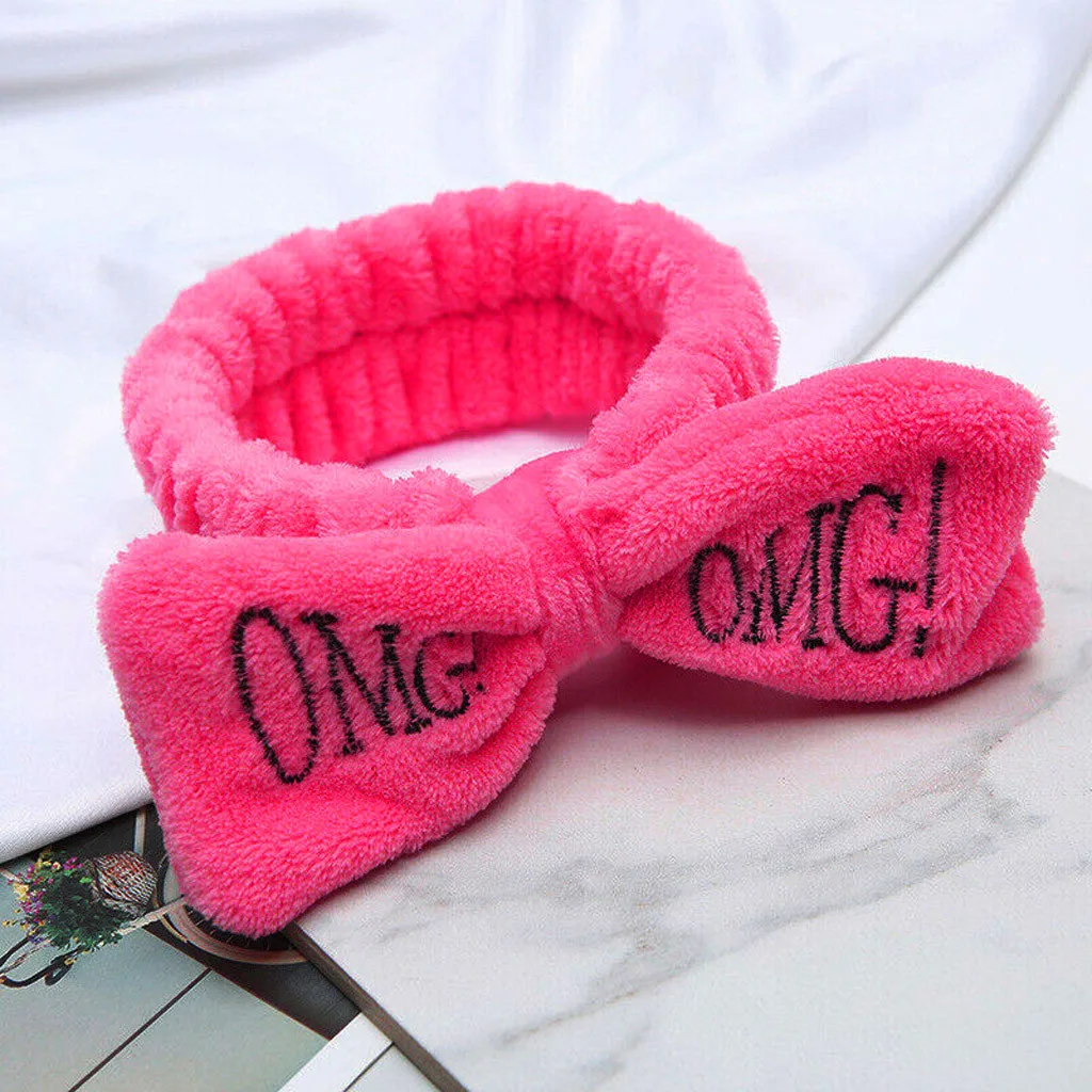 Новое письмо OMG коралловый флис мягкий бант повязки для волос мыть лицо ободок Девушки Женщины Kroean плюшевые повязки волос Аксессуары# A