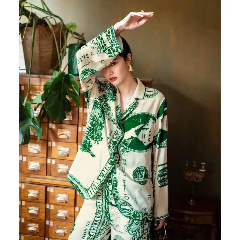Original Design Dollar Pajamas for Women  Spring Long Sleeve Thin pijamas Homewear Leisure Tops Can Be Worn Outside