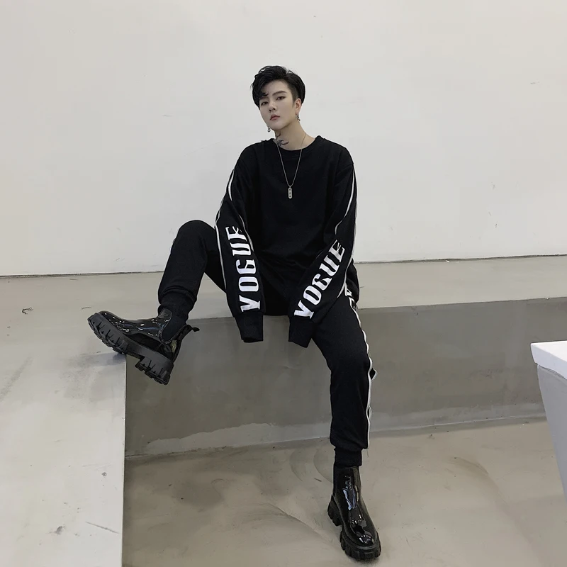 

Male Streetwear Hip Hop Zipper Loose Casual Pullover Sweatshirt Hoodies+Pants Men's Sets Fashion Sportswear Tracksuits Sets