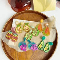 doodle fruits drop earrings jewelry vintage lemon grape cute kawaii accessories personalized gift piercing designer for women
