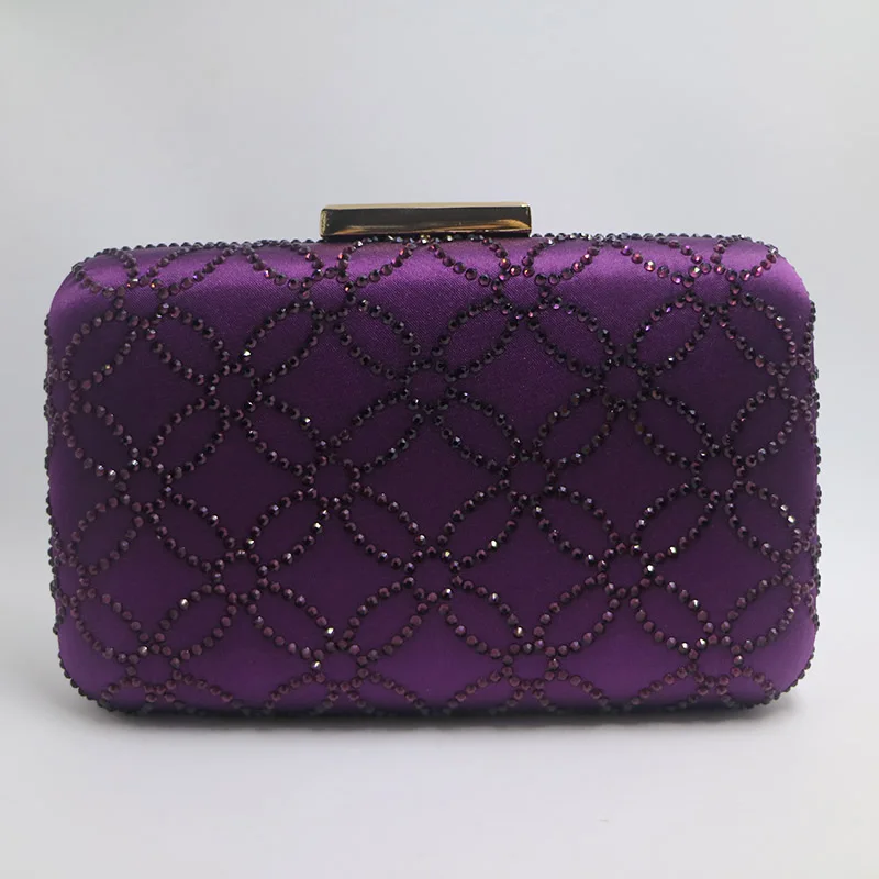 Purple Королевский Соловей Большой Кристалл Вечерний Клатч и вечерние сумки для женщин кошельки Сумочка изумрудно-зеленый темно-синий - Цвет: Purple