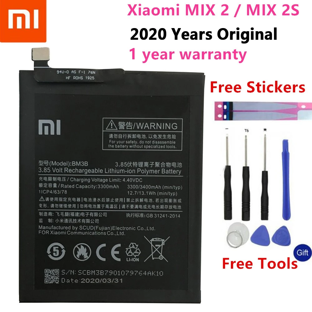 

100% Original Xiao Mi Original Replacement Battery BM3B For Xiaomi MIX 2 2S 3300mAh High Capacity Phone Batteries Free Tools