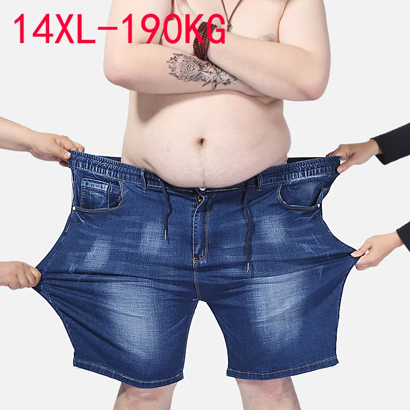 

Extra large size men's denim shorts oversized men's elastic waist knee length summer loose shorts men plus size 9XL 10XL 14XL