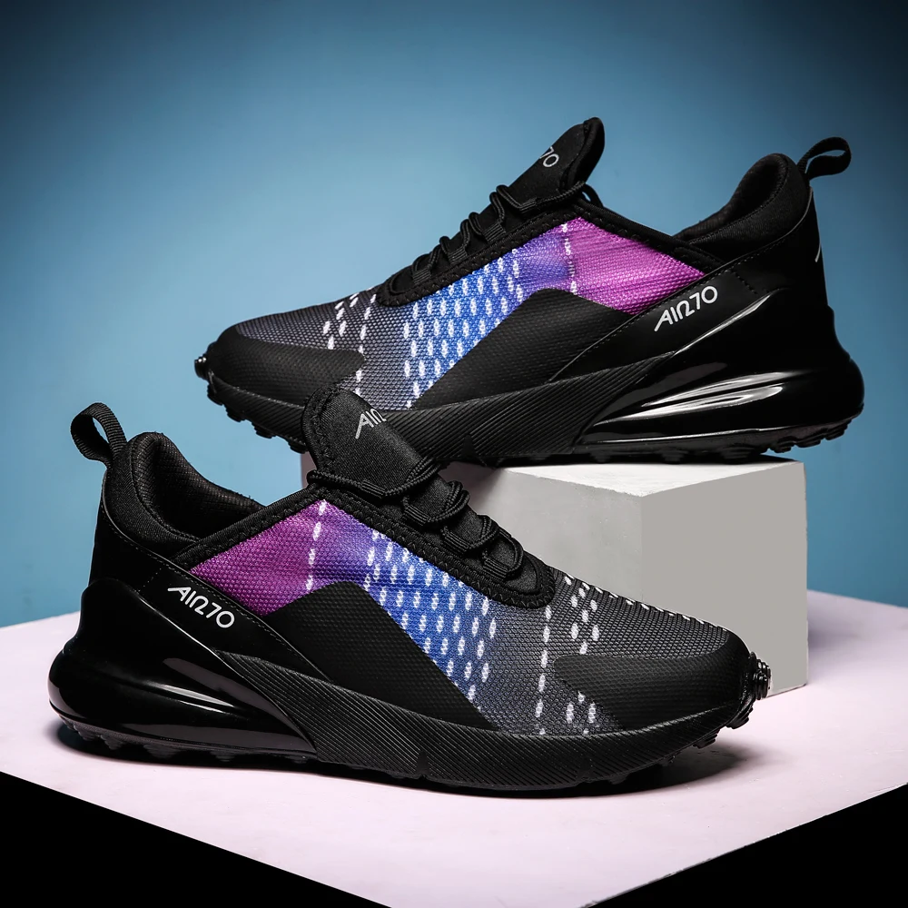 270-5 black purple Мужские кроссовки, женские кроссовки для бега, Высококачественная брендовая спортивная обувь, дышащая, zapatillas hombre Deportiva размера плюс - Цвет: 270-5 black purple
