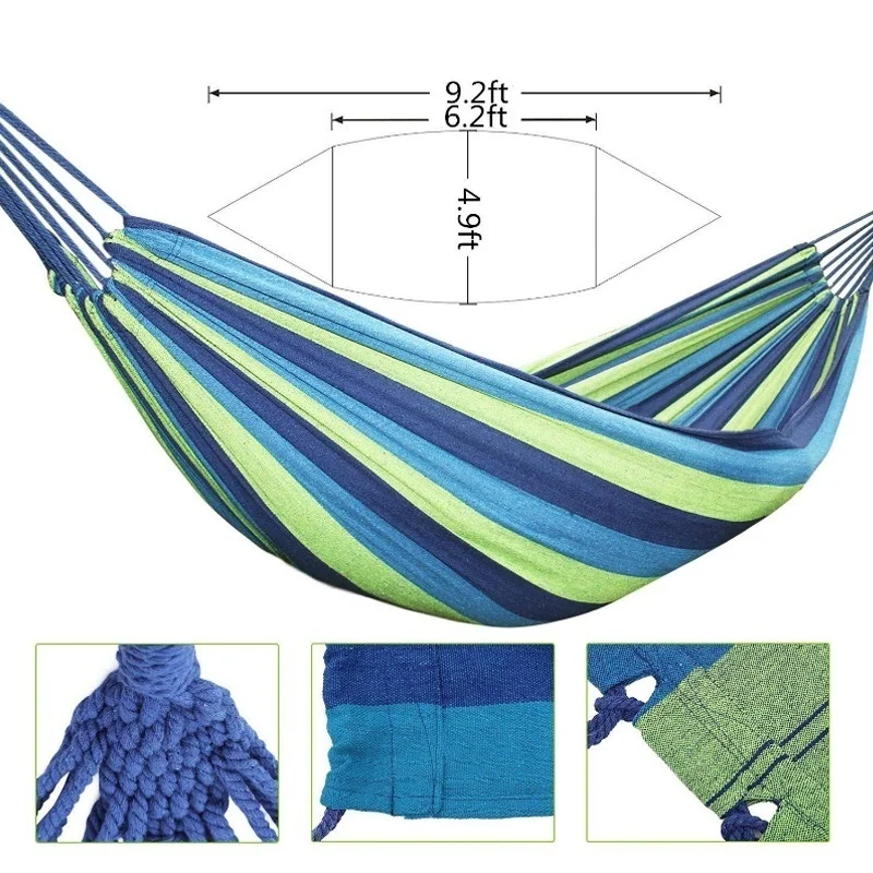 Satin Al Kamp Hamak Tuval Salıncak Yatağı Açık Sırt çantası Seyahat Survival Avcılık Uyku Yatak Teras Sundurma Asılı Sandalye 260*150cm