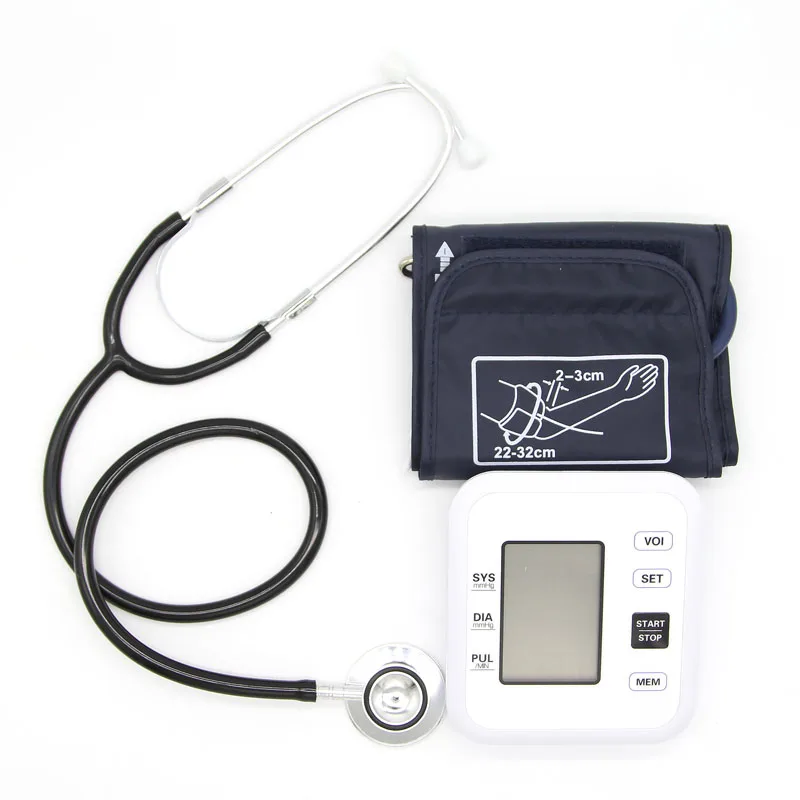 

LCD Digital Automatic Arm Blood Pressure Monitor Portable Cuff Health Partner Sphygmomanometer Portable Dual Head Stethoscope