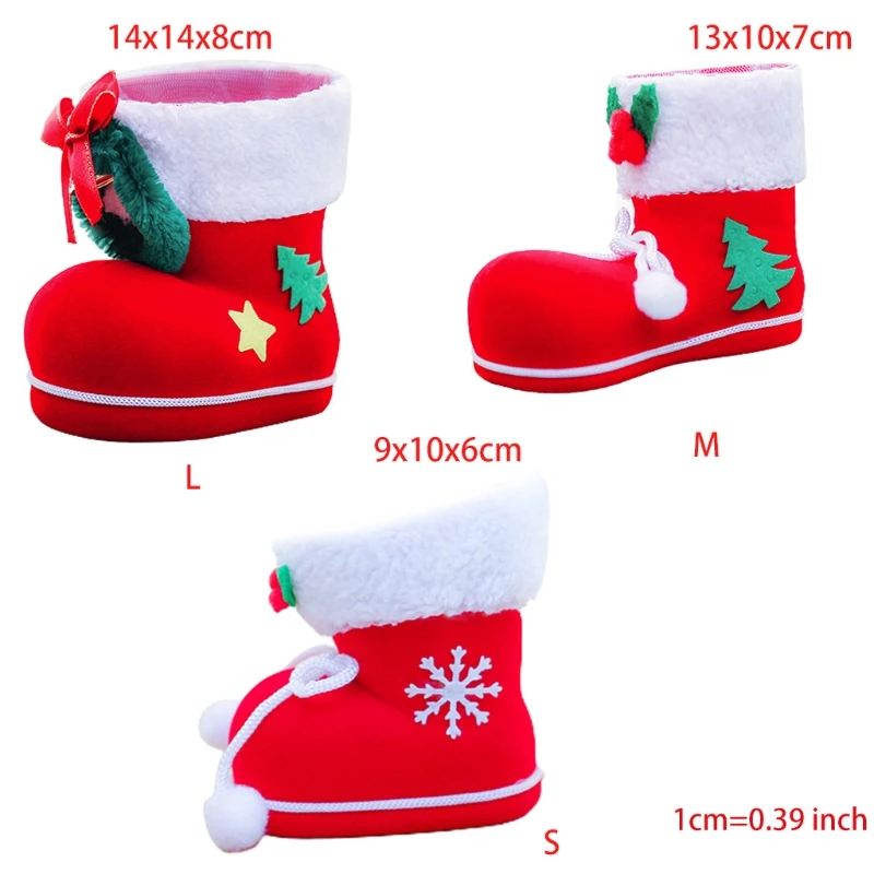 

Christmas Boots Mesh Candy Bag Xmas Tree Ornament Santa Stockings Gift Organizer