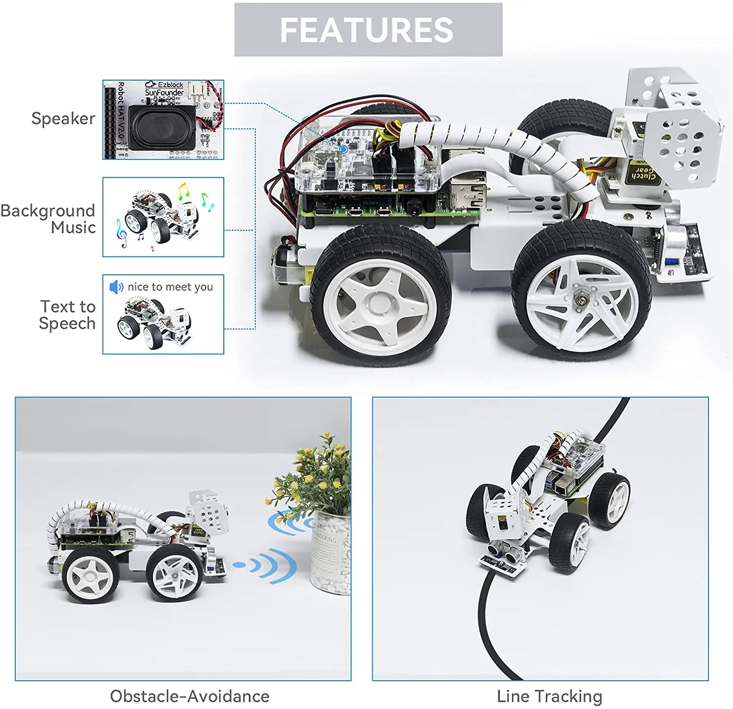 Автомобильный смарт-видеоробот sunowner Raspberry Pi совместим с Ezblock/Python | Игрушки и хобби