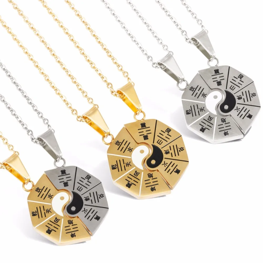 Мужское ожерелье с кулоном LOOKER из нержавеющей стали в стиле Тай-Чи Инь-Янь