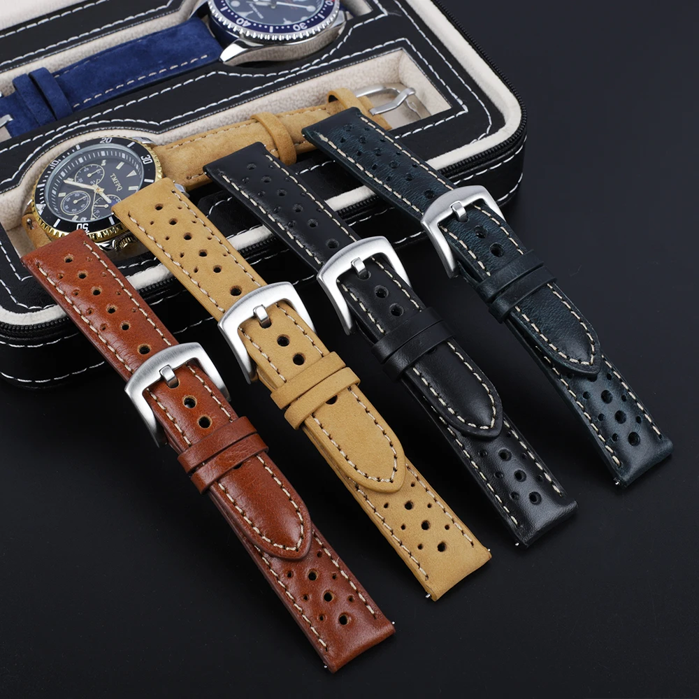 Cow Leather Watchbands 18mm 19mm 20mm 22mm Genuine Leather Vintage Wrist Watch Band Strap Brown Black Belt Quick Release