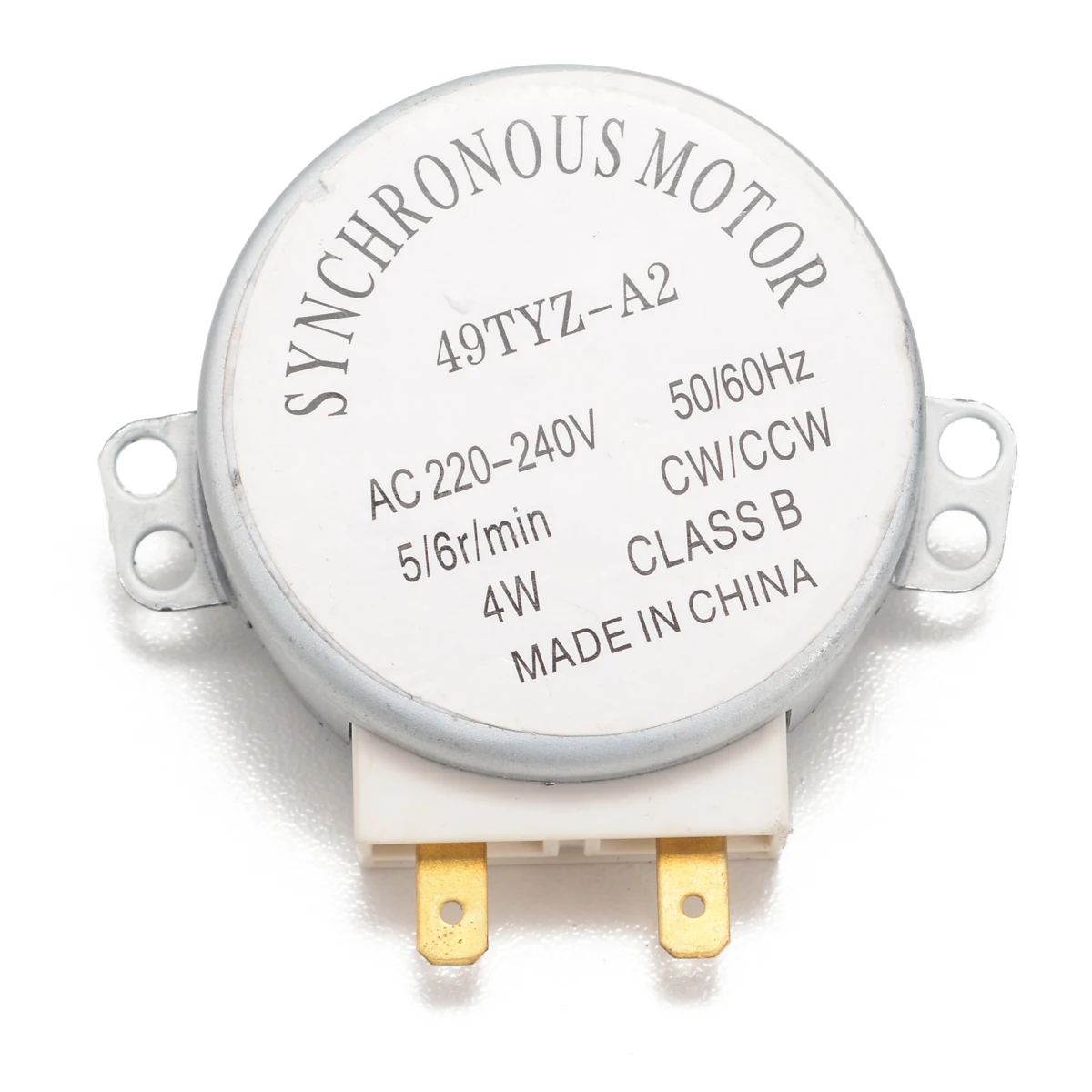 

Microwave Oven Synchronous Motor 49TYZ-A2 AC 220-240V CW/CCW 4W 4 RPM Synchronous Motor with 2 Pins Terminals