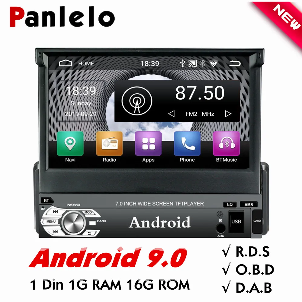 Panlelo T3 1 Din Андроид 9.0 Автомобильная мультимедиа 7-дюймовая четырехъядерная Головное устройство Авторадио Аудиоплеер Bluetooth с RDS OBD.