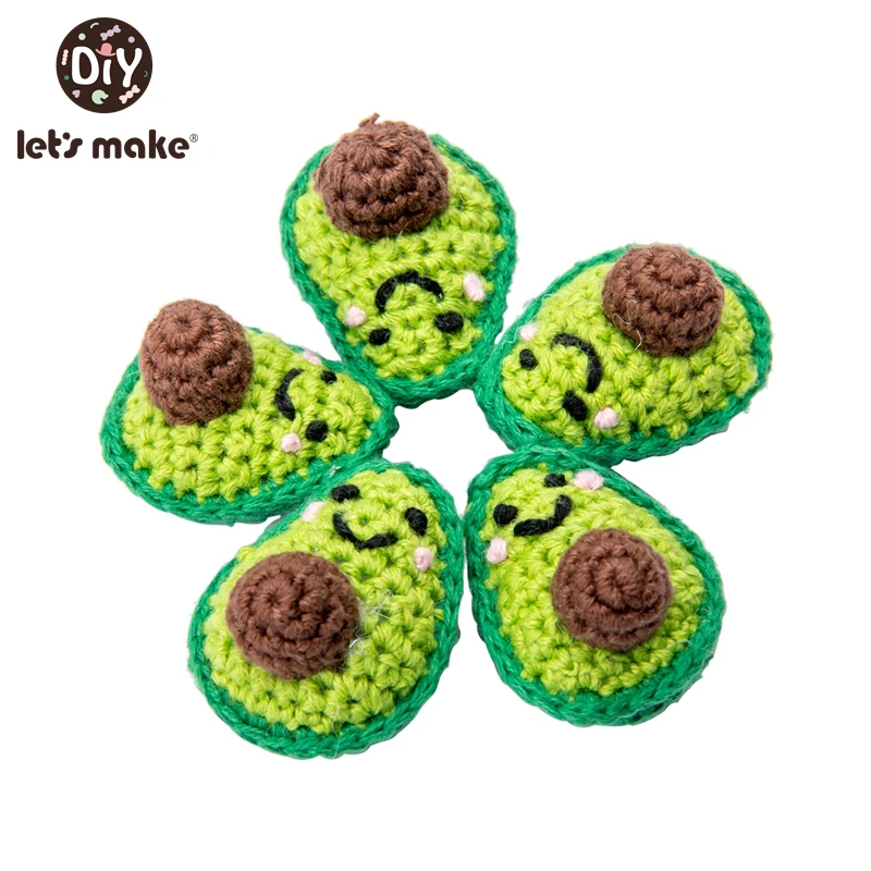 

Let's Make 10pcs Avocado Wooden Teether Crochet Beads Wooden Crafts DIY Beads For Pacifier Chain Baby Rattle Bead Kids Teether