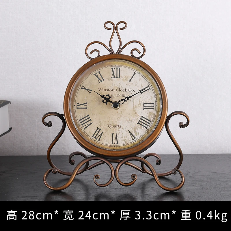

Art Vintage Table Clock Silent Creative Simple Luxury European Bedroom Desktop Desk Clock Reloj De Mesa Home Decor Crafts DA60ZZ