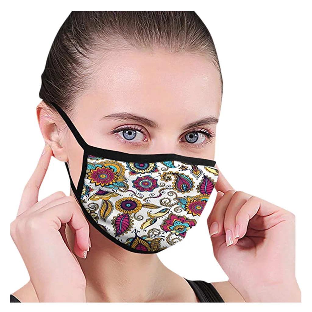 Тканевая маска для лица женщин многоразовые моющиеся маски маскарилья с принтом
